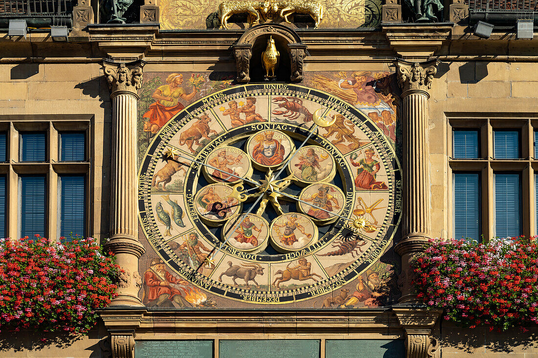 Historical astronomical clock at the town hall in Heilbronn, Baden-Württemberg, Germany