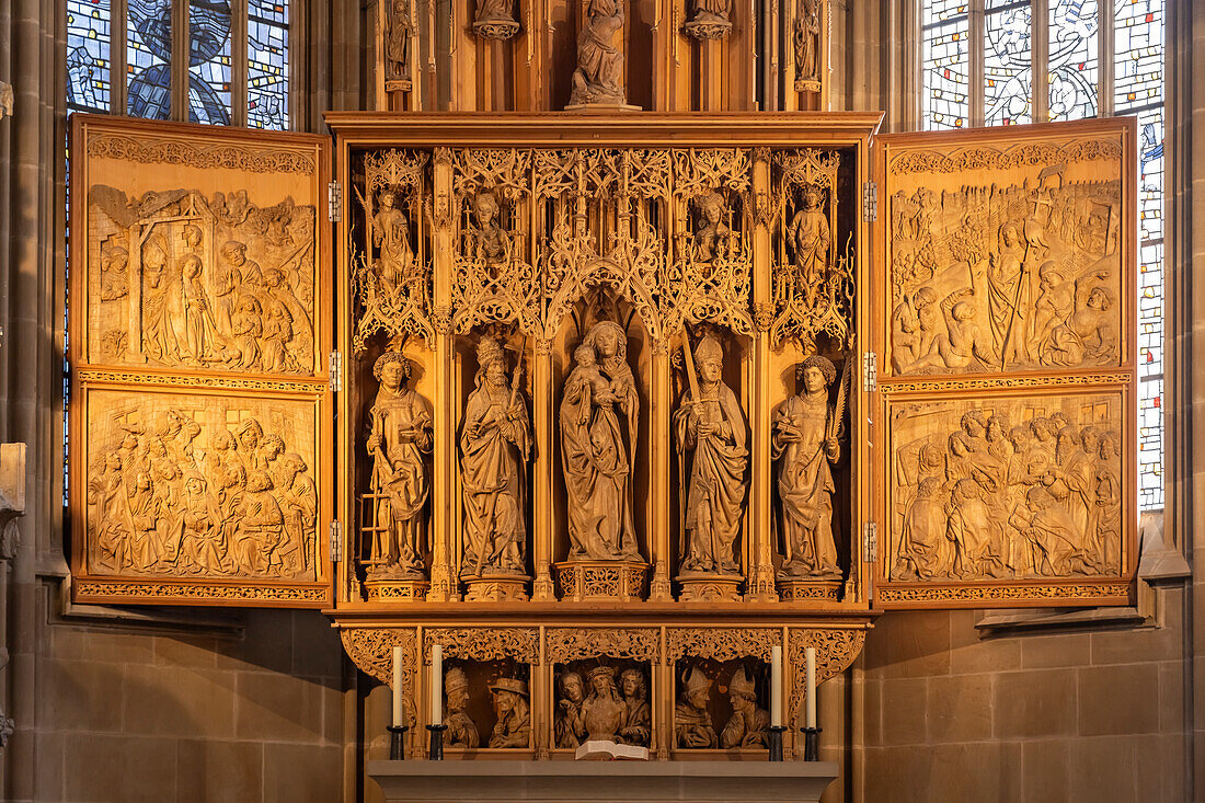 Mary's altar by Hans Seyfer in the Kilianskirche in Heilbronn, Baden-Württemberg, Germany