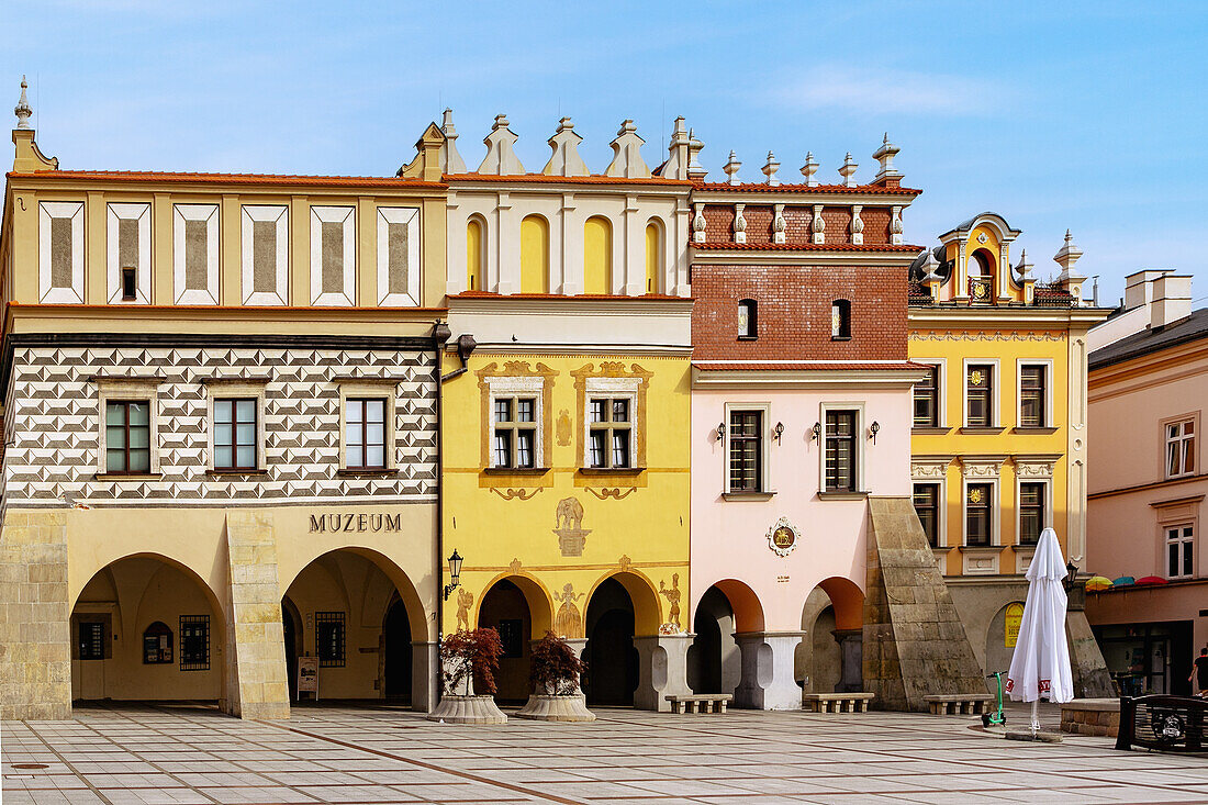 Regional museum and arcade houses of the Renaissance at Rynek in Tarnów in the Malopolskie Voivodeship of Poland