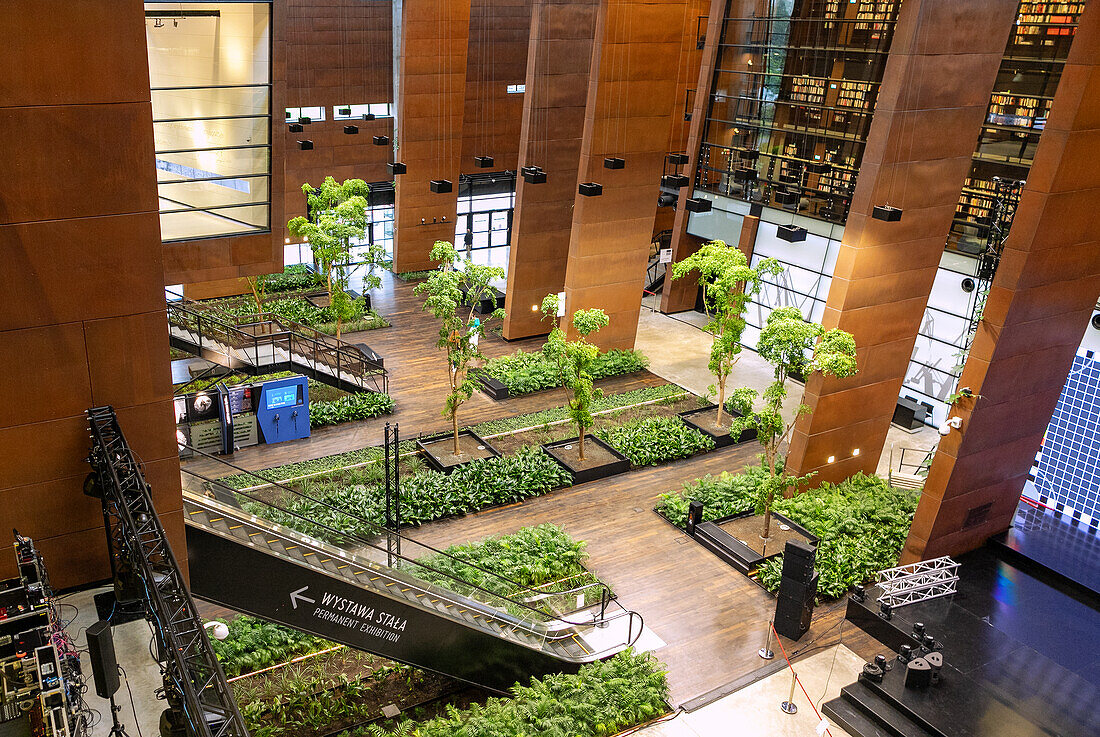 European Center of Solidarity (Europejskie Centrum Solidarności ECS), green foyer, in Danzig (Gdańsk) in the Pomorskie Voivodeship in Poland