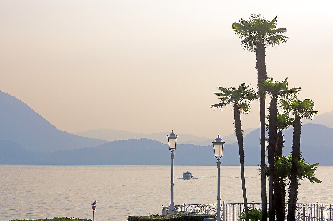 Seafront promenade in Stresa, Lake Maggiore, Piedmont, Italy