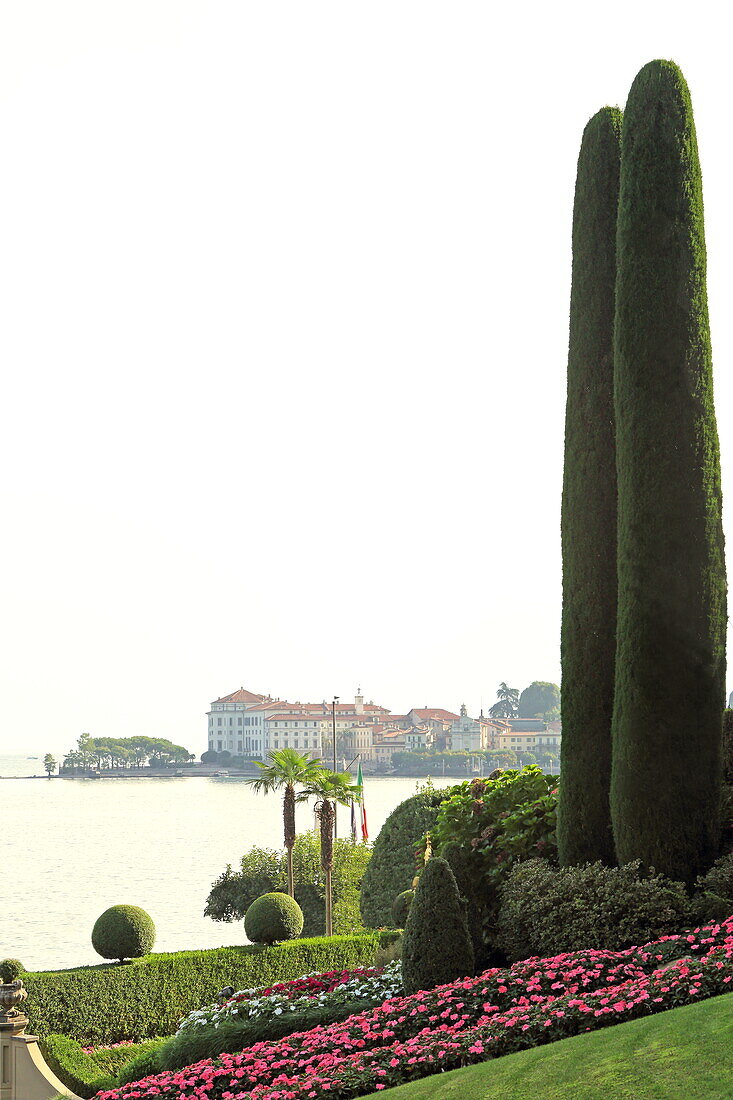 View of the Isola Bella from Baveno, Lake Maggiore, Piedmont, Italy