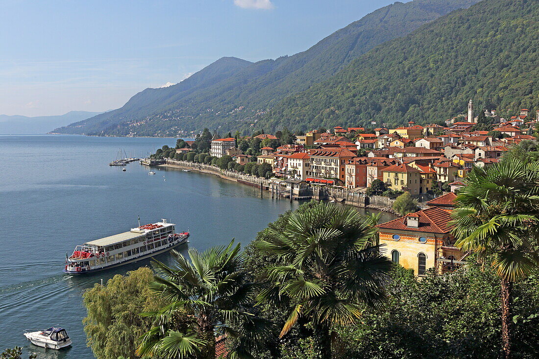 View of the village of Cannero Riviera, Lake Maggiore, Piedmont, Italy