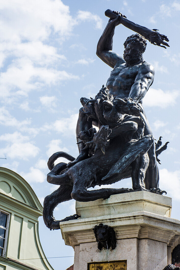 Augsburg, Herkuless Fountain, Herkuless the Dragon Slayer, Romantic Road, Bavaria, Germany