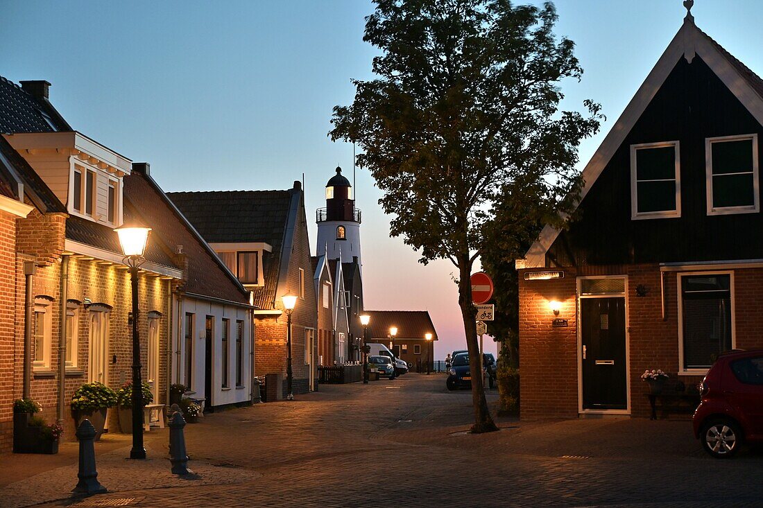 Evening at the lighthouse in Urk on the Ijsselmeer, Netherlands