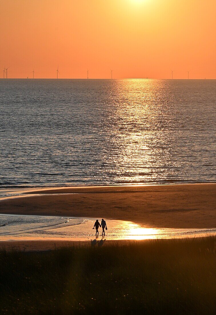 Sunset at Egmont aan Zee beach near Alkmaar, North Holland, Netherlands
