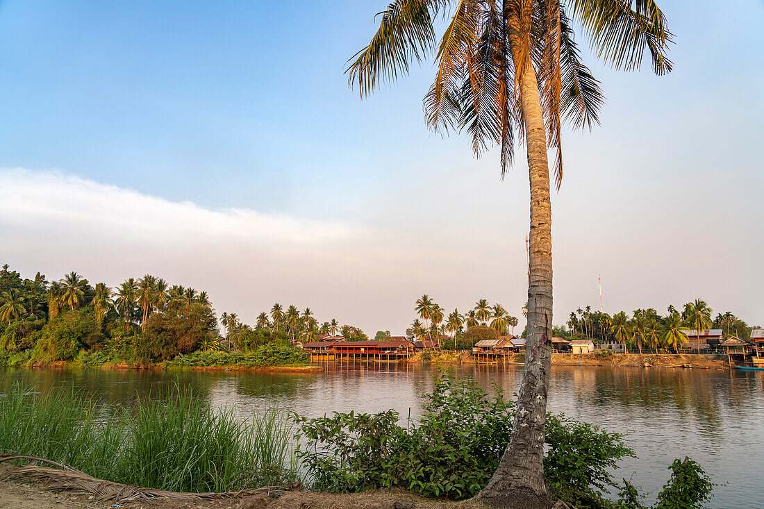 Am Mekong zwischen Don Det und Don Khon, Si Phan Don, Provinz Champasak, Laos, Asien 