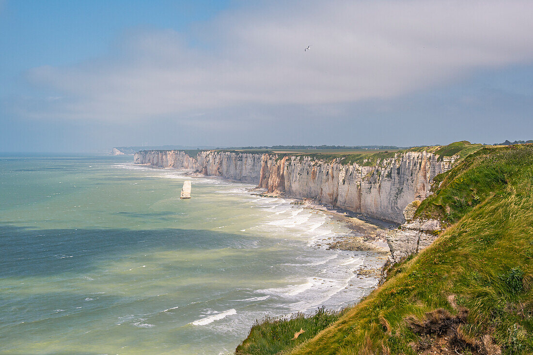 Kreidefelsen und Steilküste entlang des Fernwanderwegs zwischen Étretat und Yport, Normandie, Frankreich