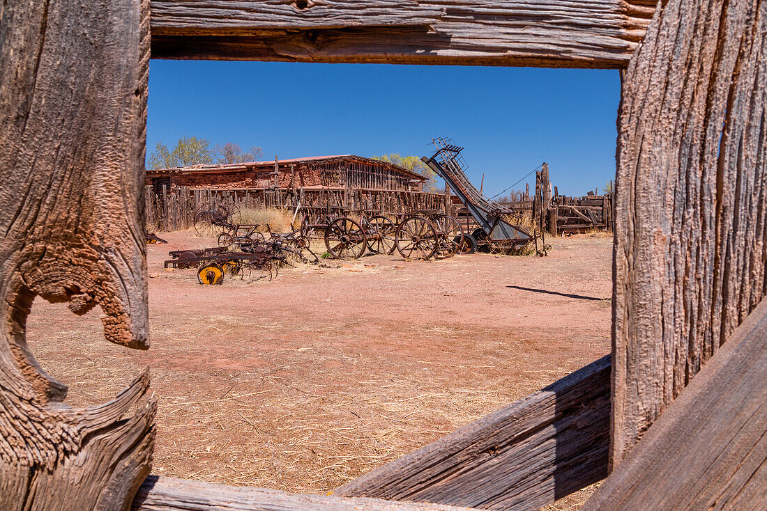 Farming tools of the Pima Point trading post in Ganado, Arizona.