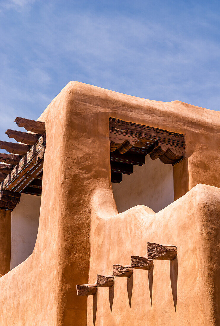 Large adobe building in Santa Fe, New Mexico.