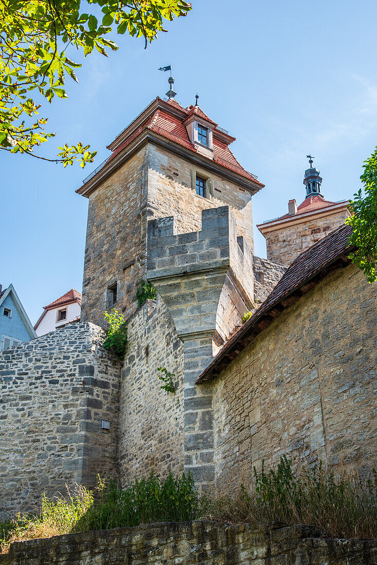 Stadtmauer in Rothenburg ob der Tauber, Mittelfranken, Bayern, Deutschland