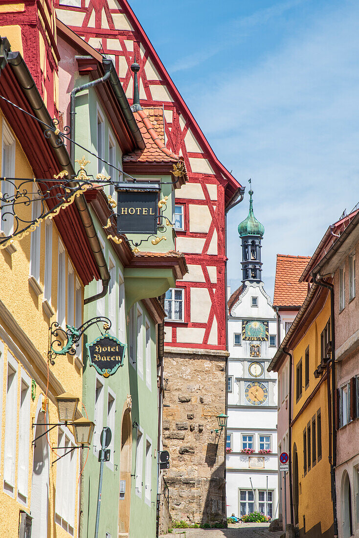 Historische Gebäude in Rothenburg ob der Tauber, Mittelfranken, Bayern, Deutschland