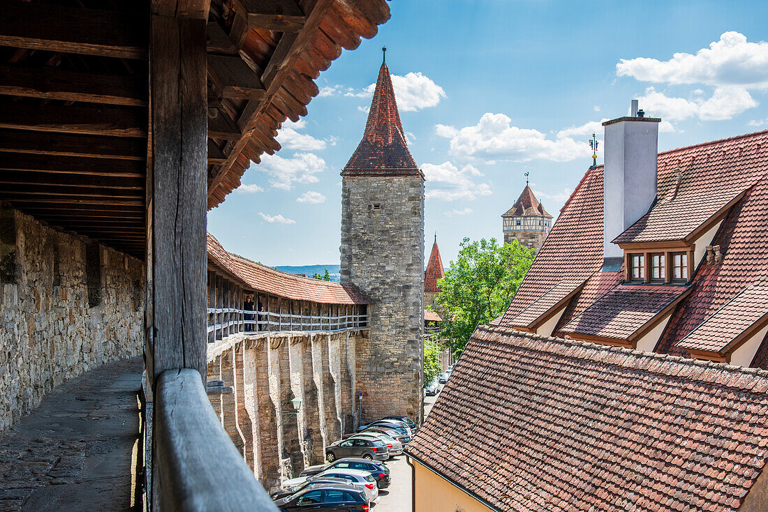 Stadtmauer in Rothenburg ob der Tauber, Mittelfranken, Bayern, Deutschland