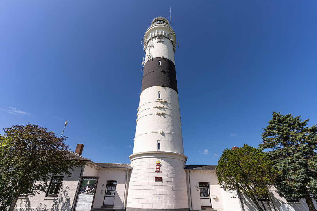 The black and white Langer Christian lighthouse near Kampen, Sylt Island, Nordfriesland district, Schleswig-Holstein, Germany, Europe