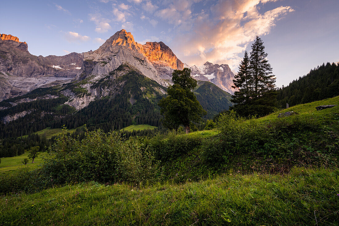 Unknown mountains in the evening light, Switzerland