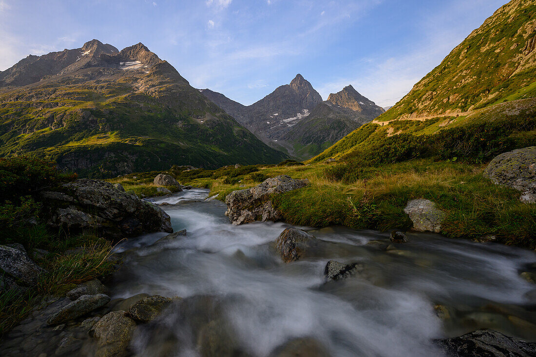 Golden hour at the stream, Susten Pass, Canton of Bern, Switzerland