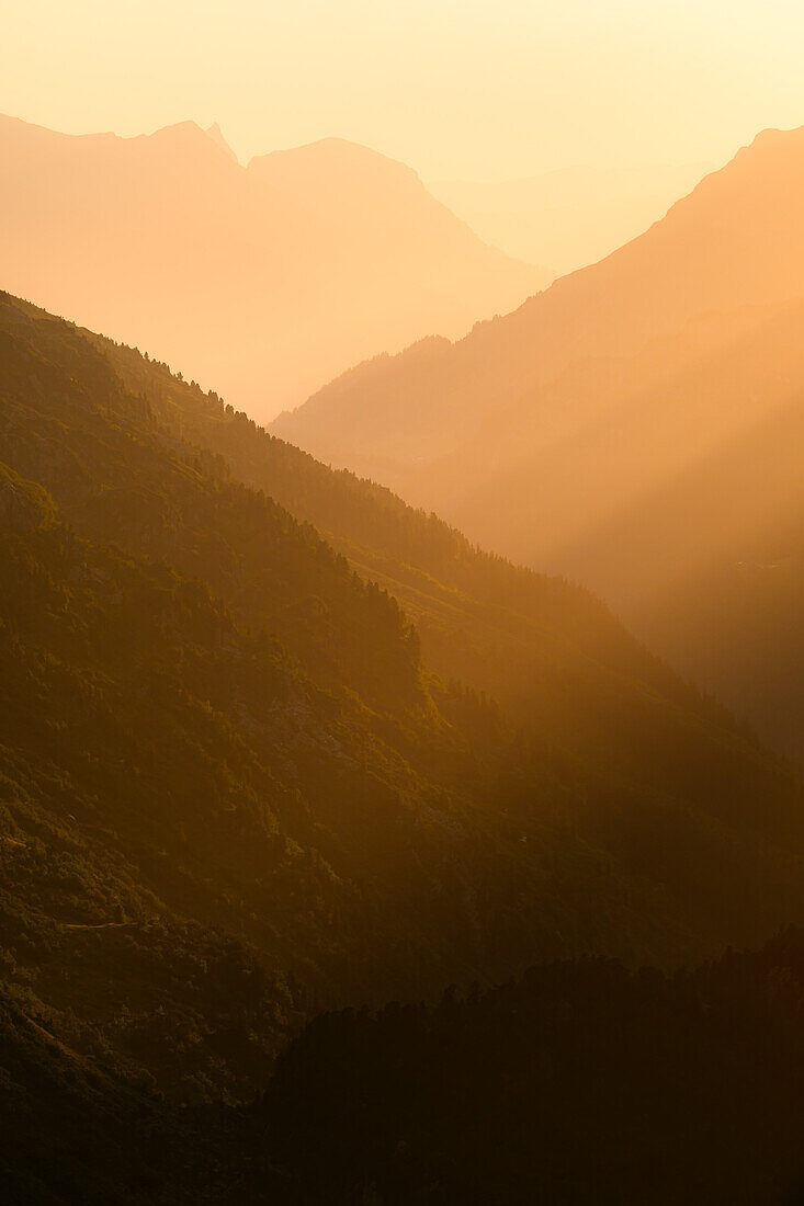 Goldenes Licht im Haslital, Sustenpass, Kanton Bern, Schweiz