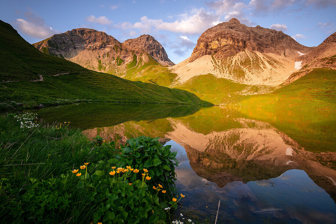 Sonnenuntergang am Rappensee, Oberstdorf, Allgäu, Bayern, Deutschland