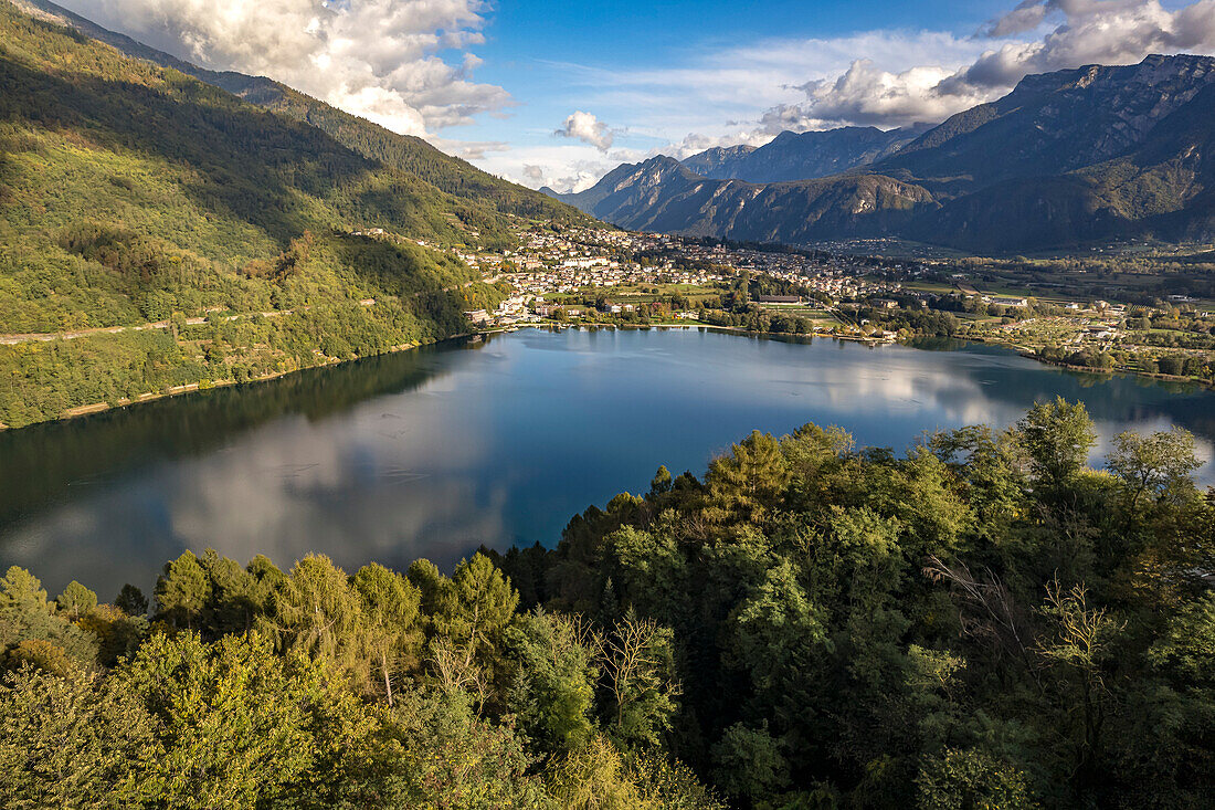 Löweneck or Levico Terme on the lake Lago di Levico in Valsugana, Trentino, Italy, Europe