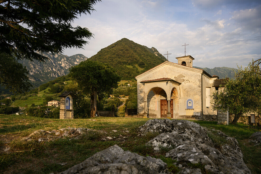 Church of Eremo di San Pietro in Vesto, Lake Iseo (Lago d'Iseo, also Sebino), Brescia and Bergamo, Northern Italian Lakes, Lombardy, Italy, Europe