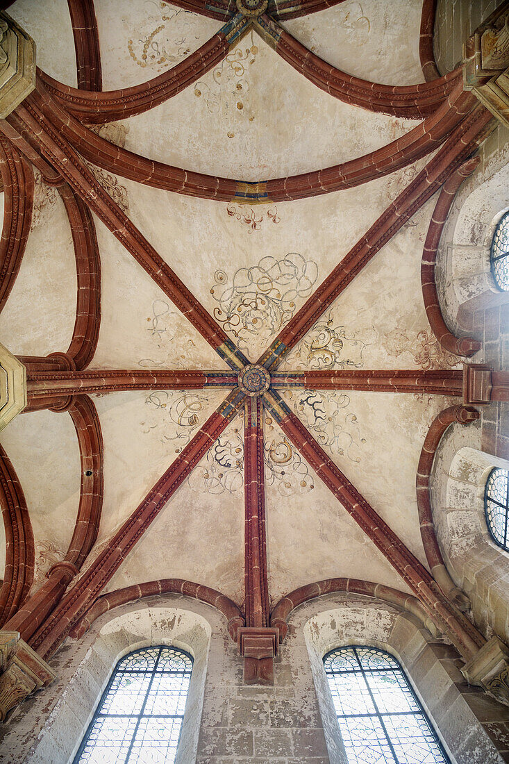 UNESCO World Heritage Site Maulbronn Monastery, keystone in the cross vault of the men's refectory, Cistercian abbey, Enzkreis, Baden-Württemberg, Germany, Europe