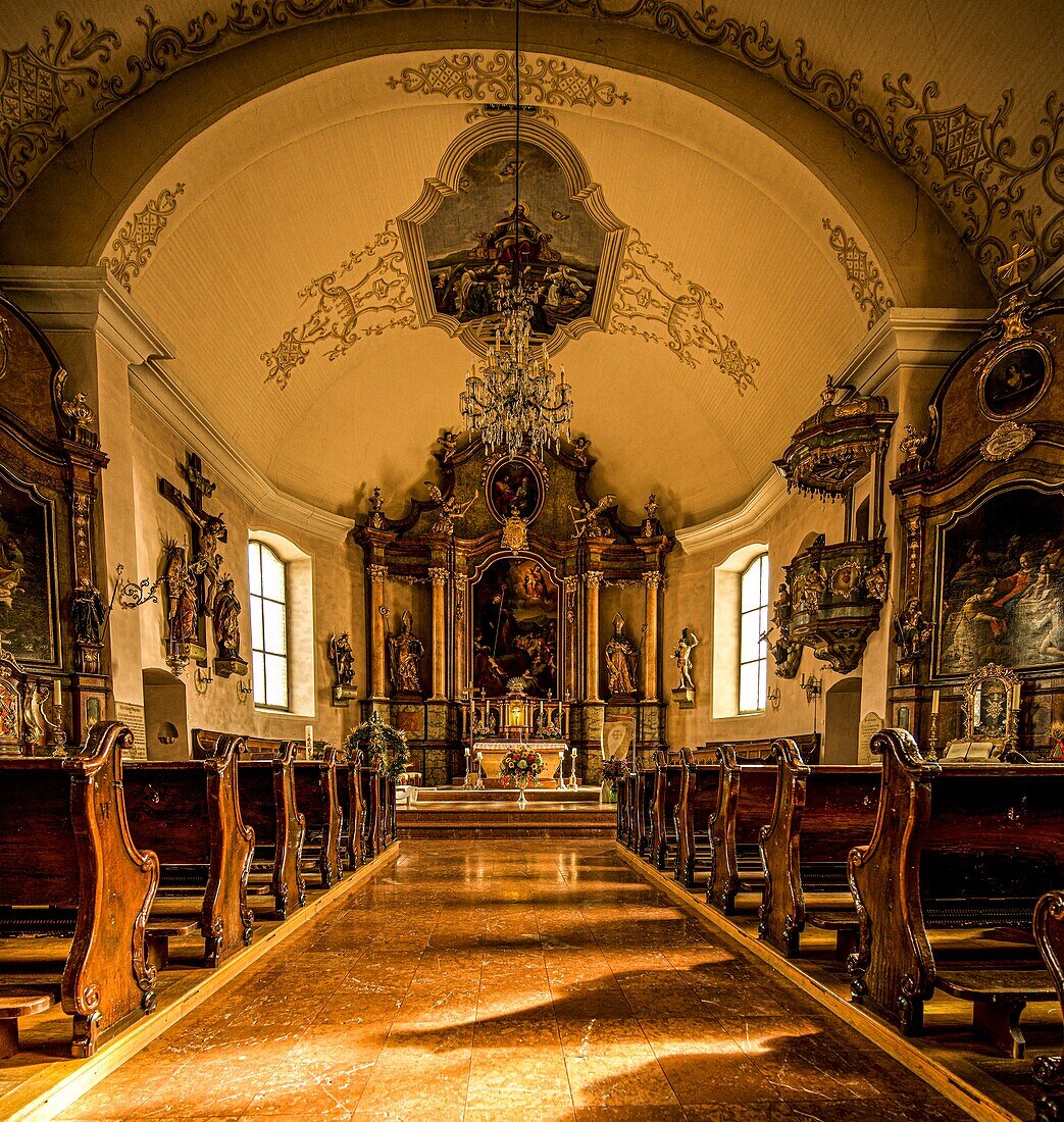 Interior of the parish church of St. Ägydius, St. Gilgen, Salzburg state; Austria