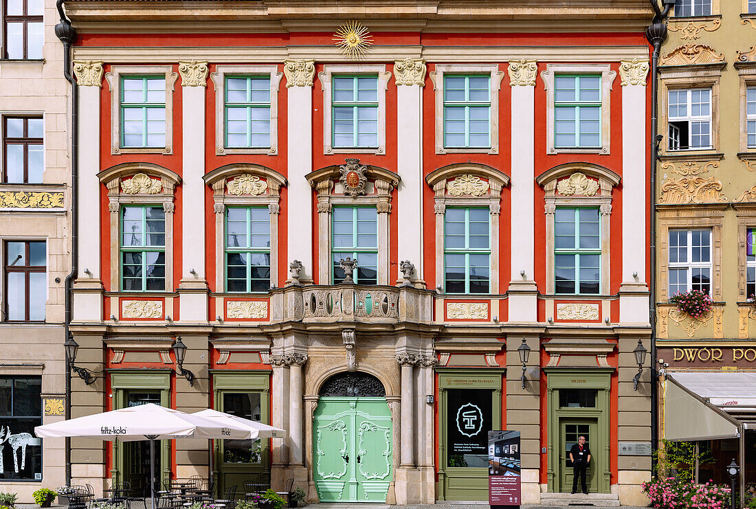 West side of the Rynek with Pan Tadeusz Museum (Muzeum Pana Tadeusza) in the Old Town (Stare Miasto) of Wrocław (Wroclaw, Breslau) in the Dolnośląskie Voivodeship of Poland