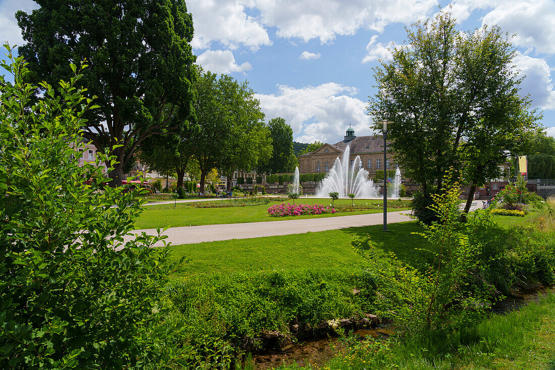 Kurpark and rose garden in the state spa Bad Kissingen, Lower Franconia, Franconia, Bavaria, Germany