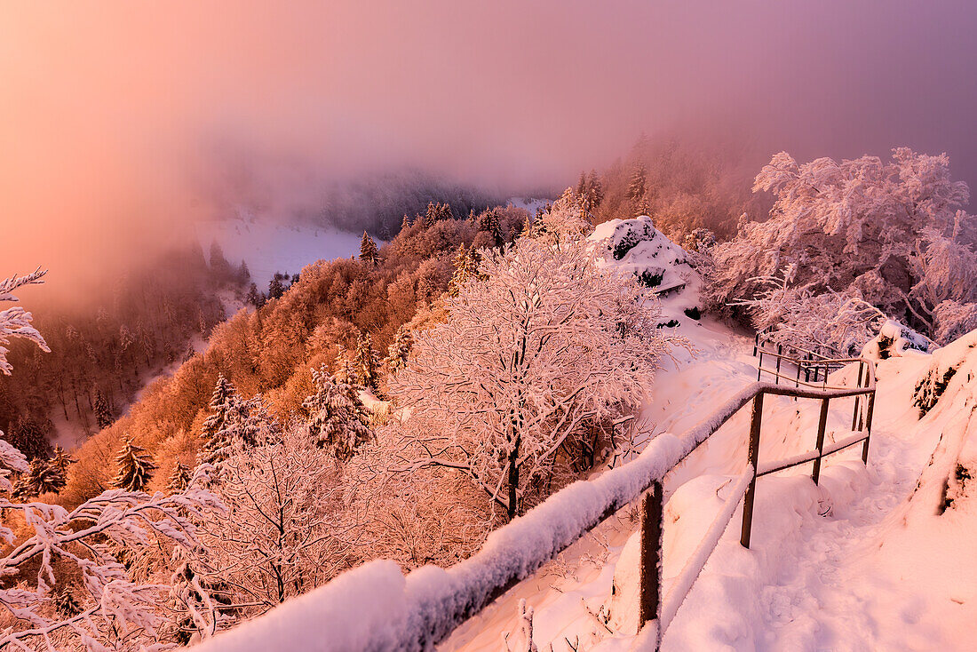 Sonnenaufgang im Schweizer Jura; Kanton Solothurn, Schweiz