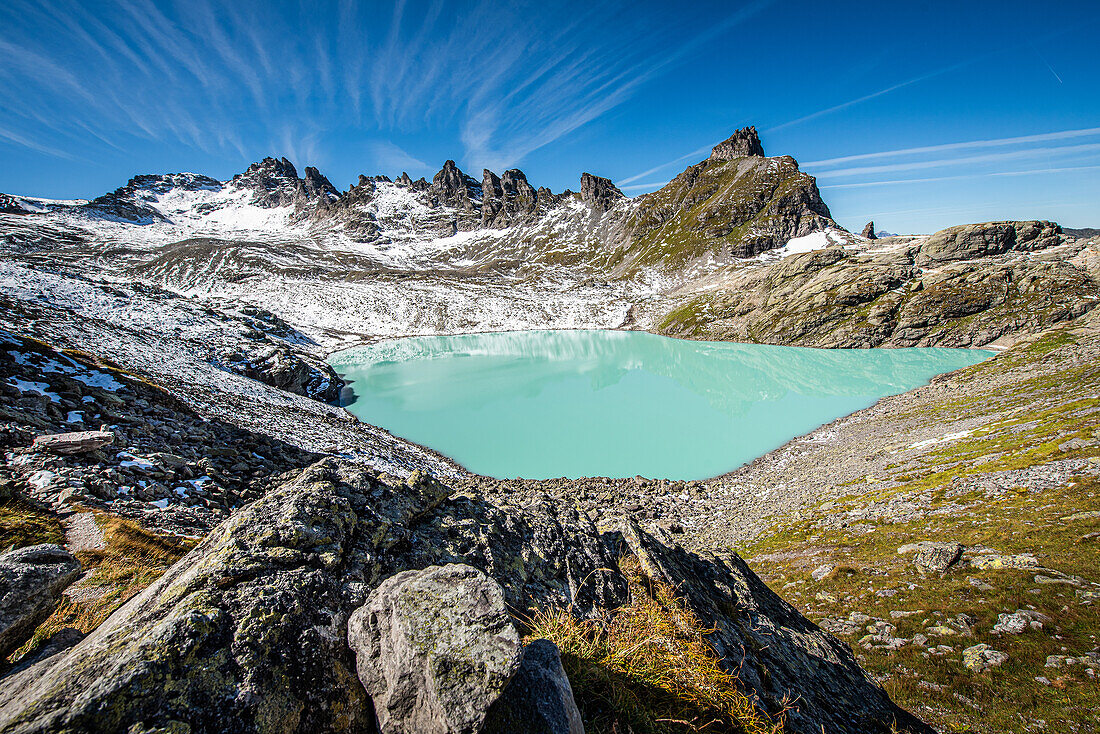 Glacier lake in the Pizol area; Canton of St. Gallen, Switzerland