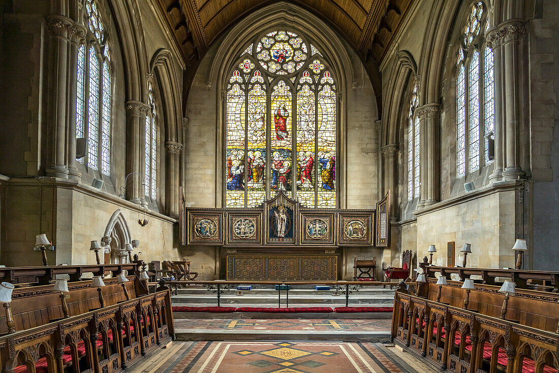 Interior of St Mary's Priory Church in Chepstow, Wales, United Kingdom, Europe