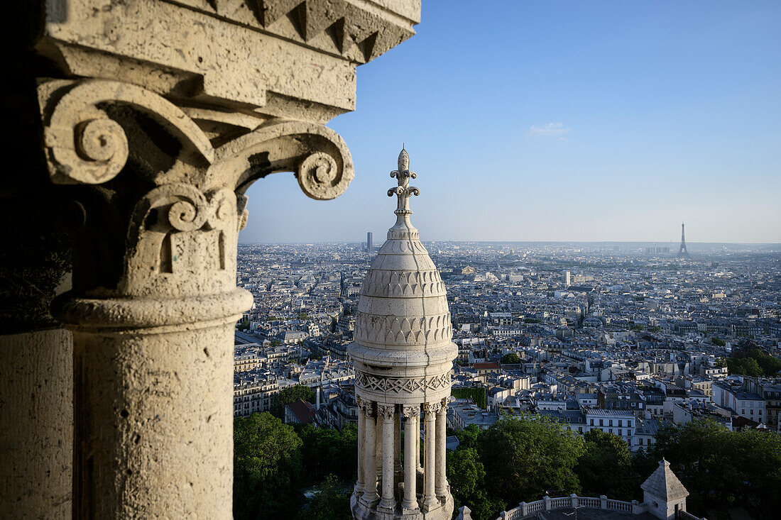 View from Sacré-Cœur de Montmartre Basilica to Paris, Eiffel Tower, Île-de-France, France, Europe