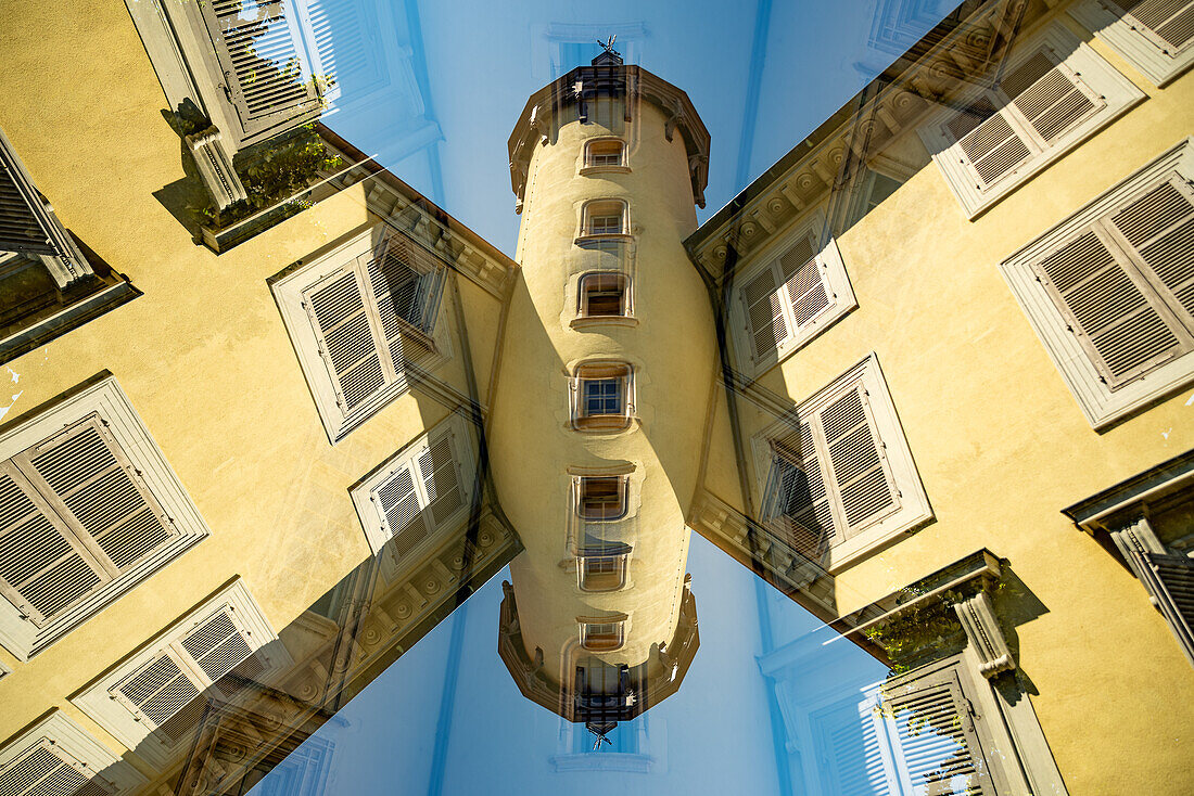 Doppelbelichtung eines Hauses in Lyon, Frankreich.
