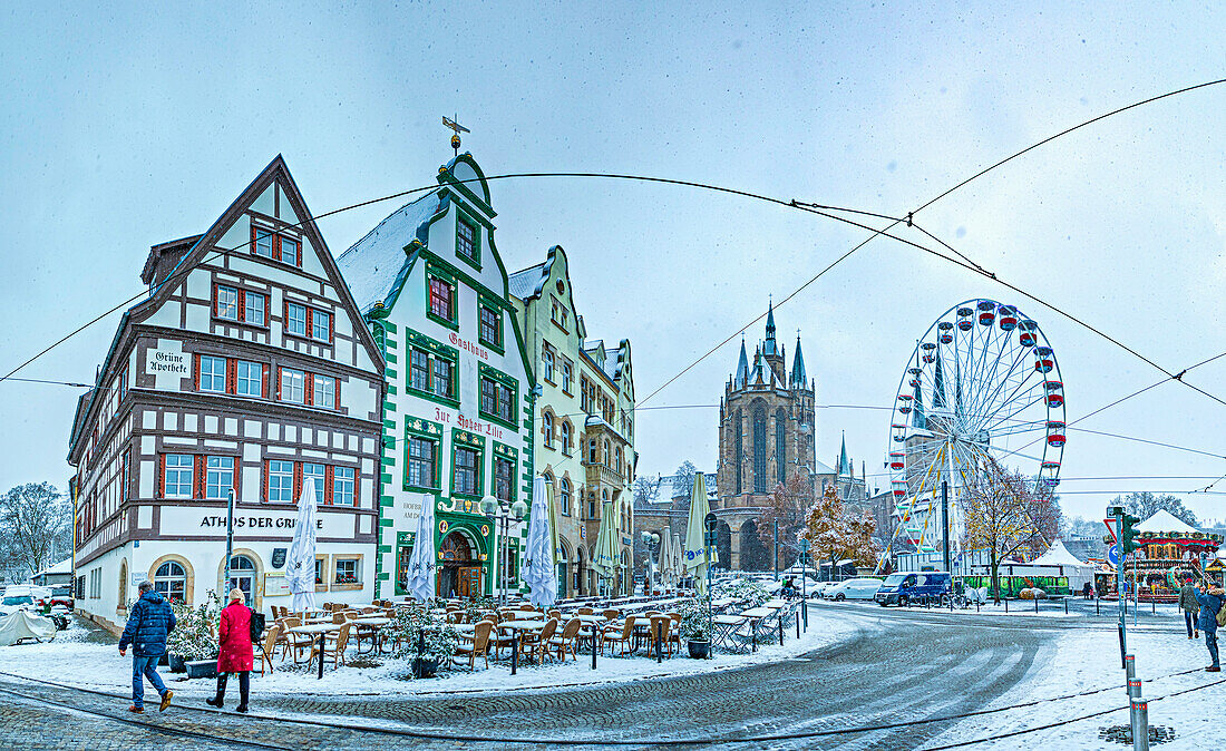 Christmas market on the cathedral square in Erfurt, Thuringia, Germany