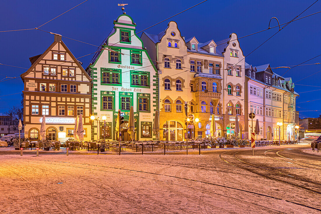 Weihnachtsmarkt auf dem Domplatz in Erfurt, Thüringen, Deutschland