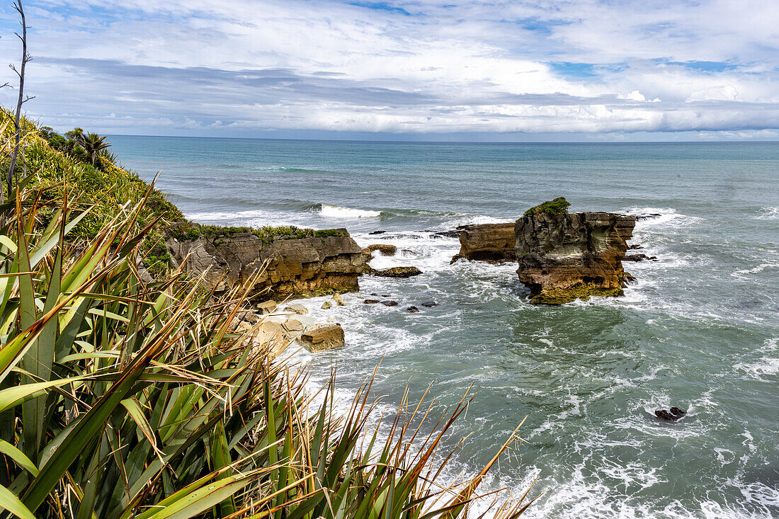 Blick auf Pancake Rocks und Blowholes auf der Südinsel von Neuseeland