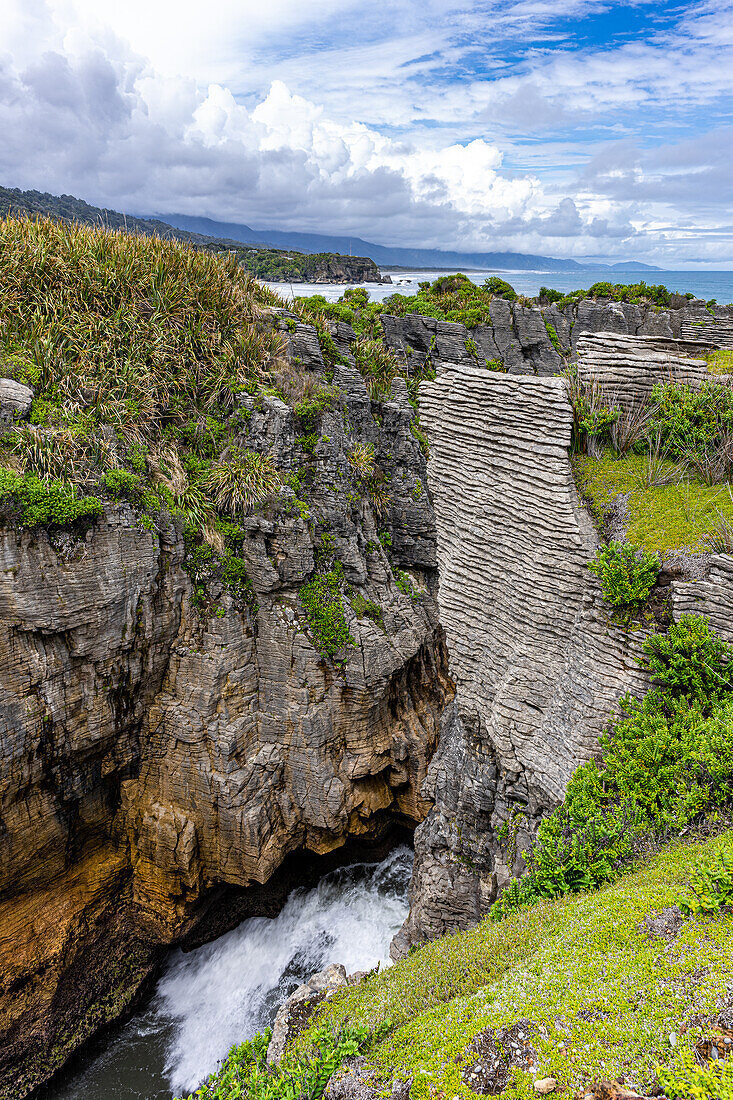 Views of Pancake Rocks and Blowholes on  New Zealnds South Island