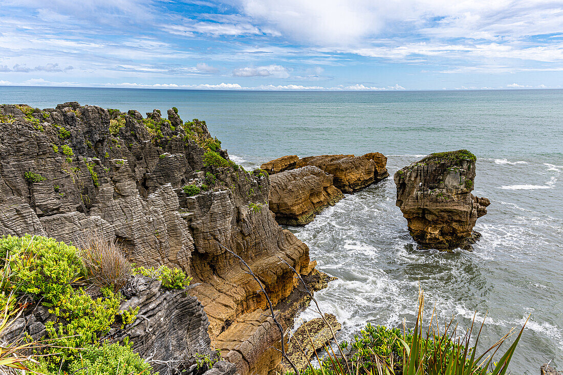 Views of Pancake Rocks and Blowholes on  New Zealnds South Island