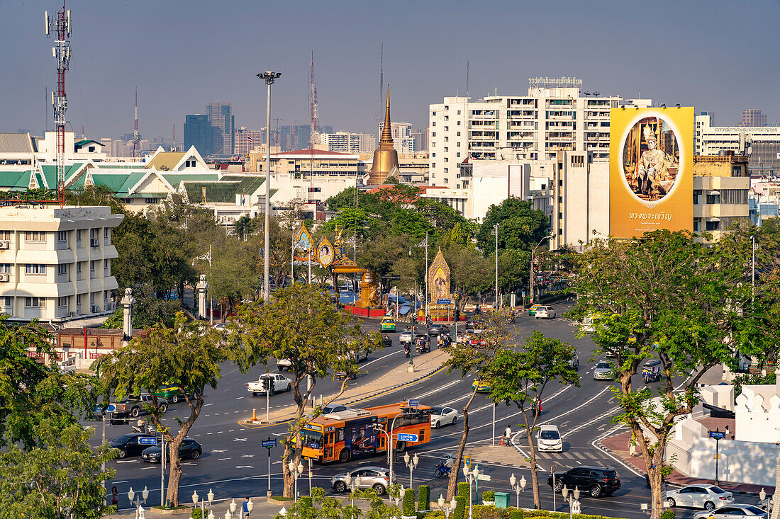 Pom Mahakan Intersection road intersection in Bangkok, Thailand, Asia