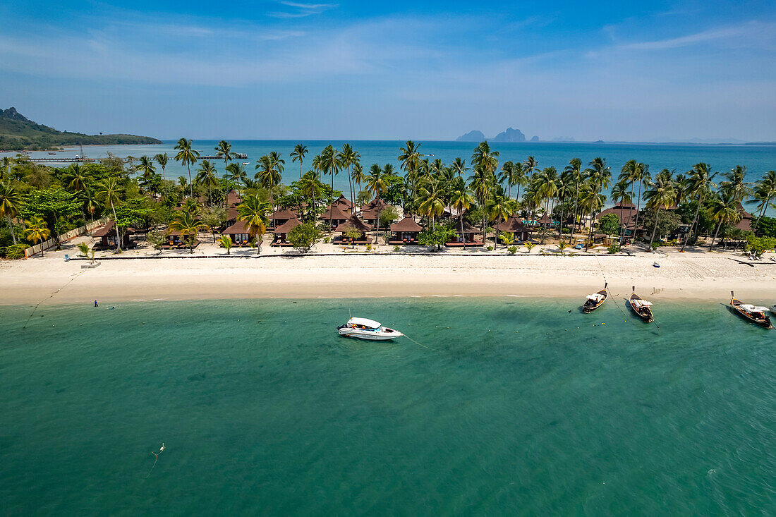 Sivalai Beach and Sivalai Beach Resort seen from the air, Koh Mook Island, Thailand, Asia