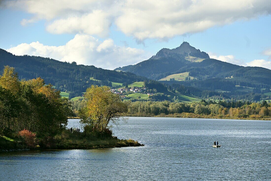 at Grüntensee with Grünten near Nesselwang, East Allgäu, Swabia, Bavaria, Germany