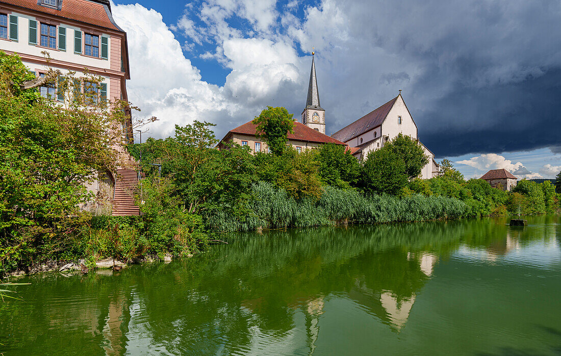 Parish church of St. Johannes Baptista in the wine town of Hammelburg, Bad Kissingen district, Lower Franconia, Franconia, Bavaria, Germany