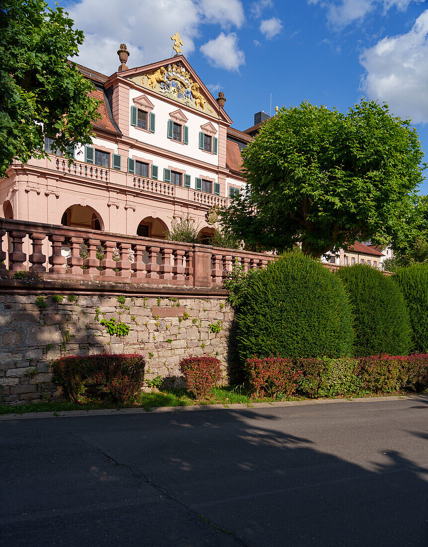 The Kellereischloss or Red Castle in the wine town of Hammelburg, Bad Kissingen district, Lower Franconia, Franconia, Bavaria, Germany