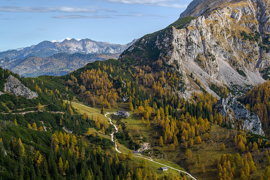 Blick vom Jenner auf Berge, Wandern auf den Berg Jenner am Königssee in den Bayerischen Alpen, Königssee, Nationalpark Berchtesgaden, Berchtesgadener Alpen, Oberbayern, Bayern, Deutschland