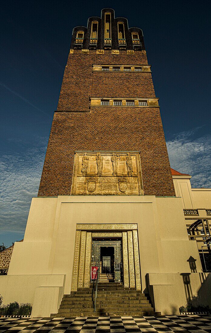 Wedding tower on Mathildenhöhe, landmark of the city of Darmstadt, Hesse, Germany