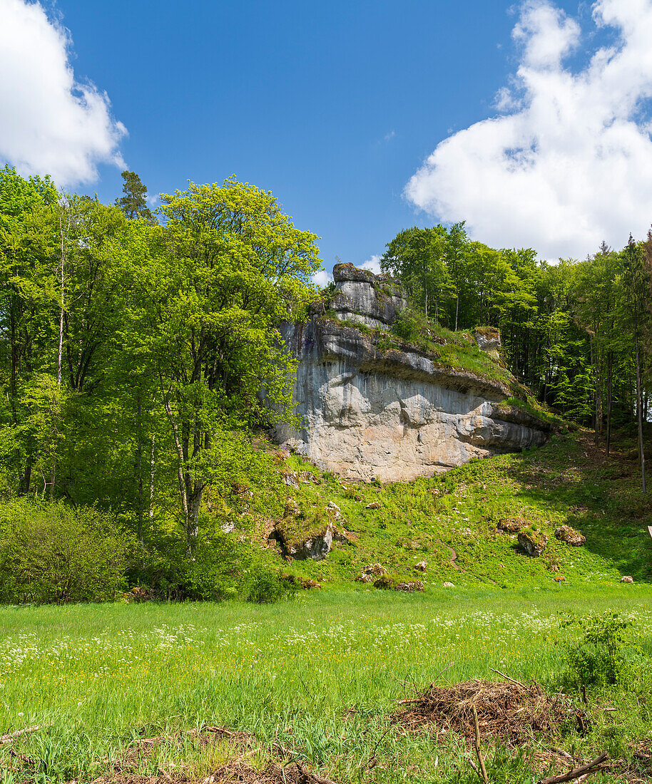 Landscape in the Paradiestal, Franconian Switzerland, municipality of Stadelhofen, Bamberg district, Upper Franconia, Bavaria, Germany