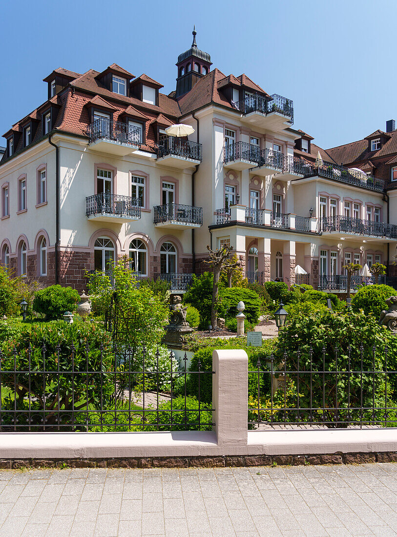 Kurpark and rose garden in the state spa Bad Kissingen, Lower Franconia, Franconia, Bavaria, Germany