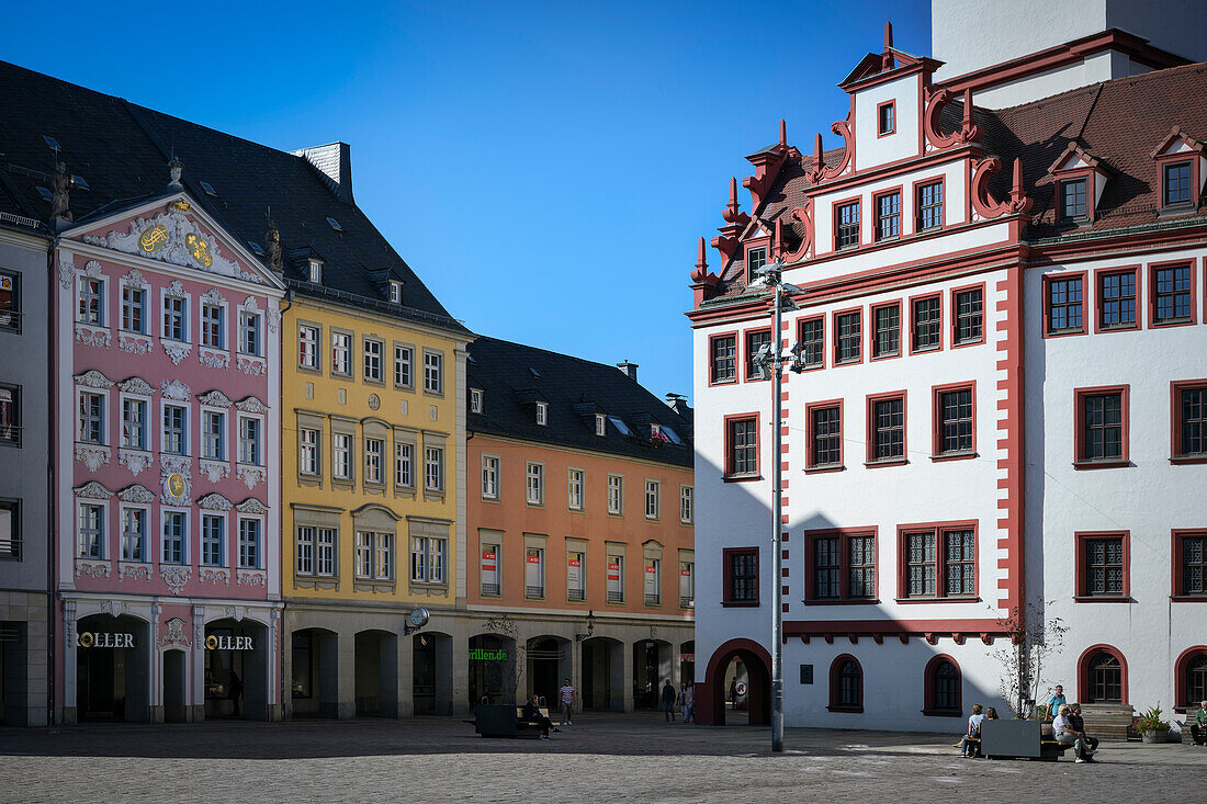 Old town hall and Siegertsches Haus on the market square, Chemnitz, Saxony, Germany, Europe