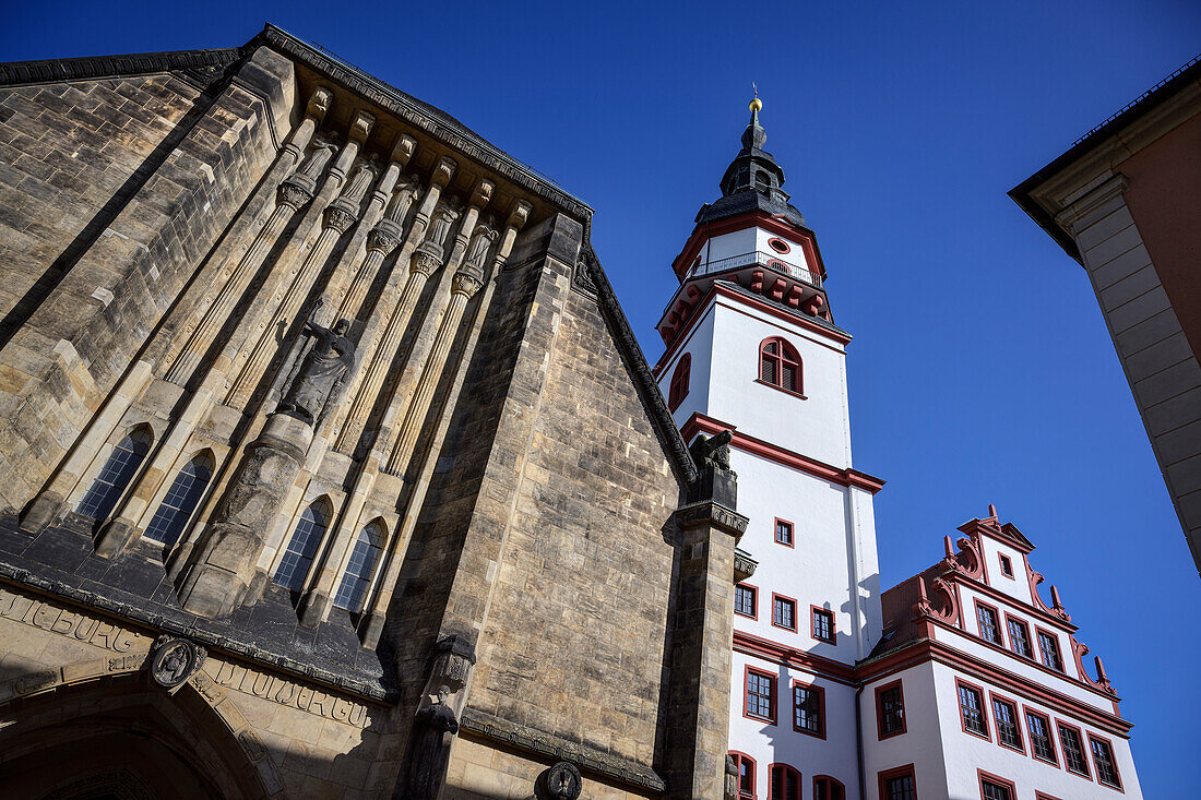 Sankt Jakobi Kirche und Altes Rathaus, Chemnitz, Sachsen, Deutschland, Europa