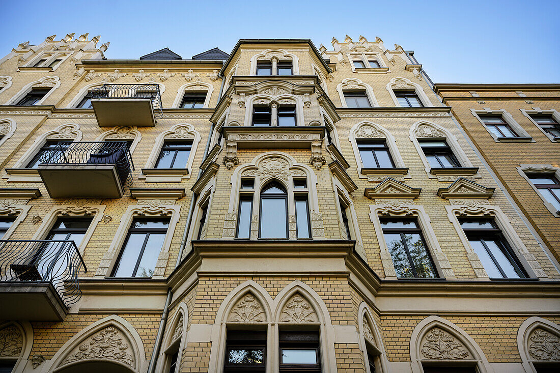 prächtige Jugendstil Bauten im Kaßberg Viertel, Chemnitz, Sachsen, Deutschland, Europa